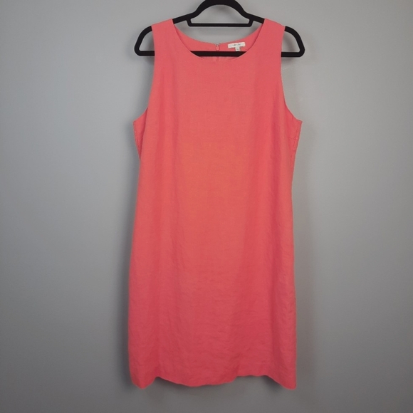 Tyler Boe Coral Orange Sleeveless Linen Shift Dress size Large - Picture 1 of 12